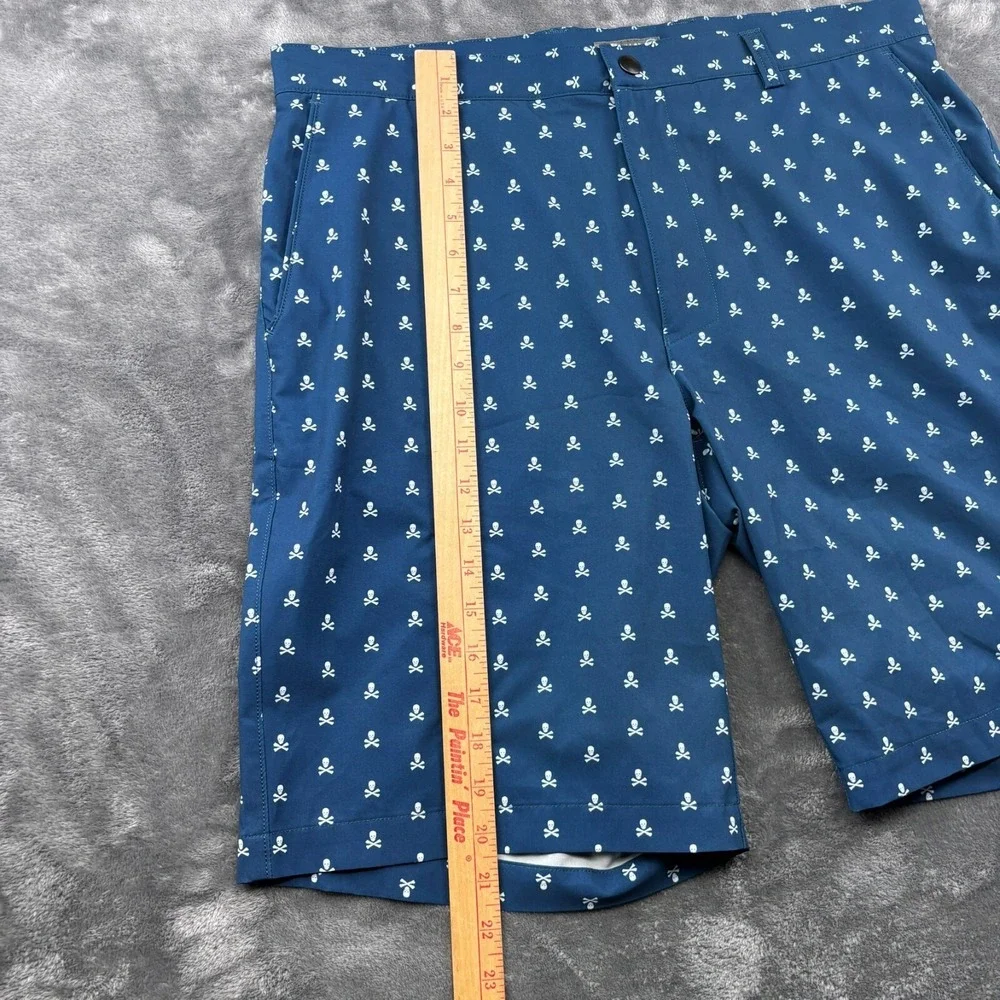 Peter Millar Shackleford Golf Shorts Mens 36 Blue Skulls Performance Inseam 10